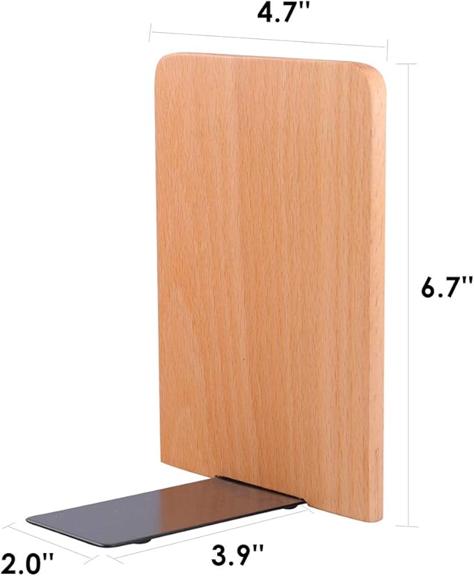 Pandapark Wood Bookends,Non-Skid Bookend for Shelves,Heavy Duty Bookends,Book Stand for Books/CDs,1 Pair