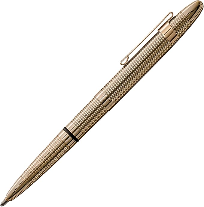 Fisher Space Pen Bullet Pen, Ballpoint, Black Ink, Gold Lacquered Brass, Pocket Clip,Gift Box