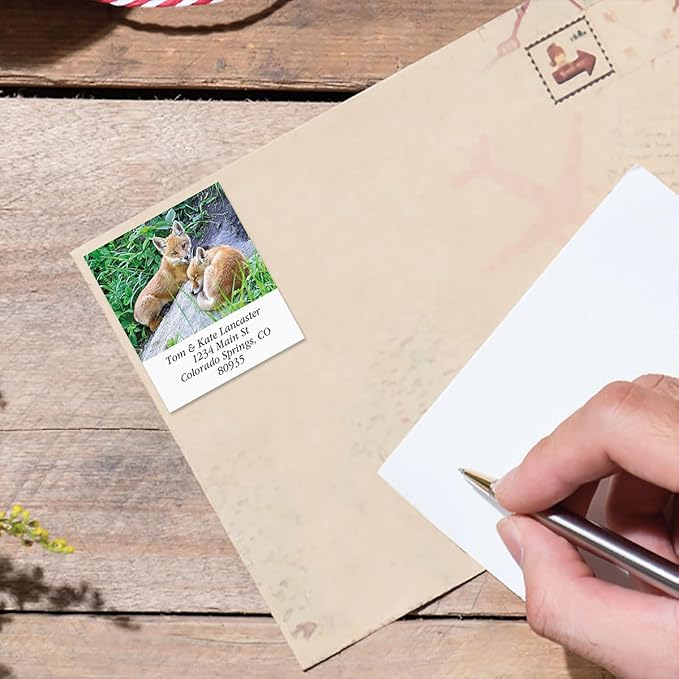 North American Wildlife Square Return Address Labels (12 Designs) - Set of 144 1-1/8" x 2-1/4" Self-Adhesive, Flat-Sheet Label