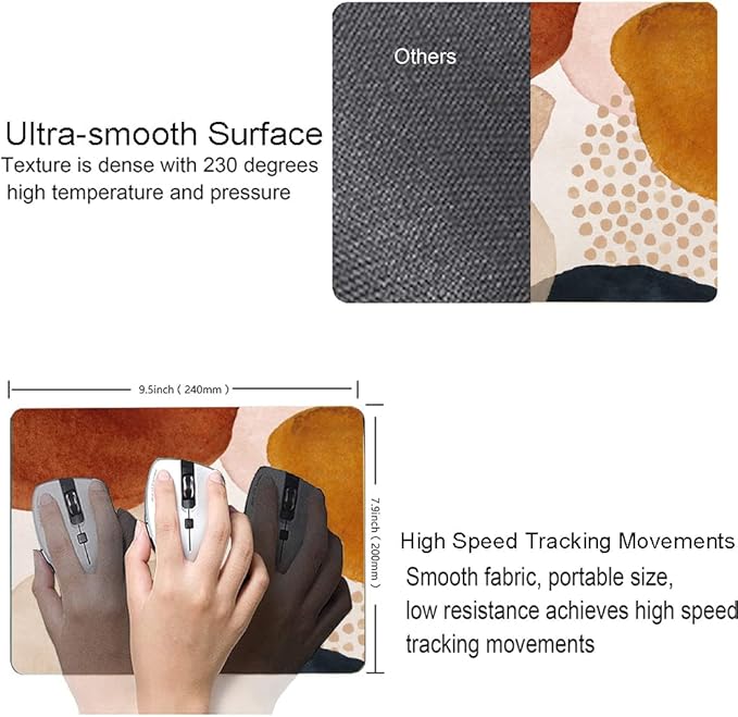 Mouse Pad, Premium-Textured Mouse Mat, Non-Slip Rubber Base Mousepad for Laptop, Computer & PC,9.5×7.9 in,Abstract Art