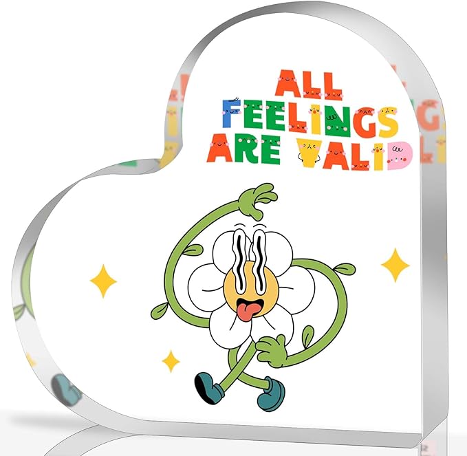 Mental Health Decor, Psychotherapy Office Heart Acrylic Decor, Psychotherapy Affirmations Therapist Office Heart Acrylic Decor, Mental Health Gifts for School Home Tabletop Therapy Office Decor