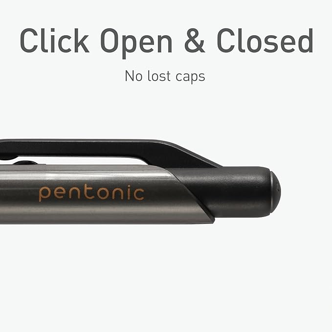 Pentonic GR-T Retractable Gel Pens, 10 Count, Black Ink, 0.7 mm Fine Point, Smooth Writing For Journaling, Note Taking, Office & School (1002363)