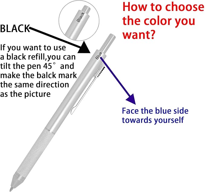 4 in 1 Multi Function Refillable and Retractable Multi Color Pen,Black Red Blue Ballpoint Pen and 0.7mm Multicolor Pencil, Multicolor Pen Gift for Journaling (Silver)