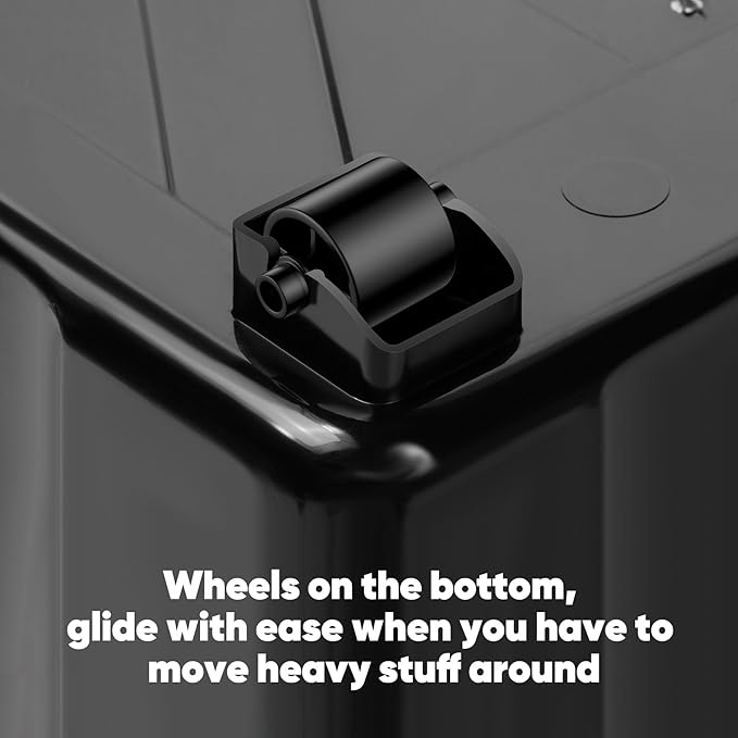 Nazhura 97 Quart Plastic Storage Bin, Stackable and Nestable Storage Boxes with Yellow Lids and Secure Latching Buckles, Large Storage Container (Black/Yellow, 97Quart-6Pack)