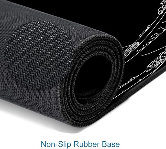 Large Mouse Pad Gaming, Extended Mousepad with Stitched Edges, Non-Slip Rubber Base Keyboard Desk Mat Mouse Pads for Work, Game, Office, Home, 31.5 x 11.8 in, Black Wave of Kanagawa