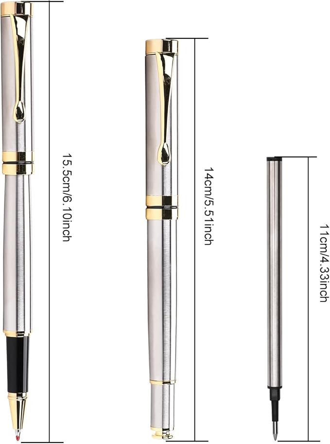 YIVONKA Personalized custom pen Luxury pens Free Engraving roller Ballpen,Ballpoint pen,office ballpoint pen, Black Ink,Gifts for Men,Women, Classy Gift Box (Silver)