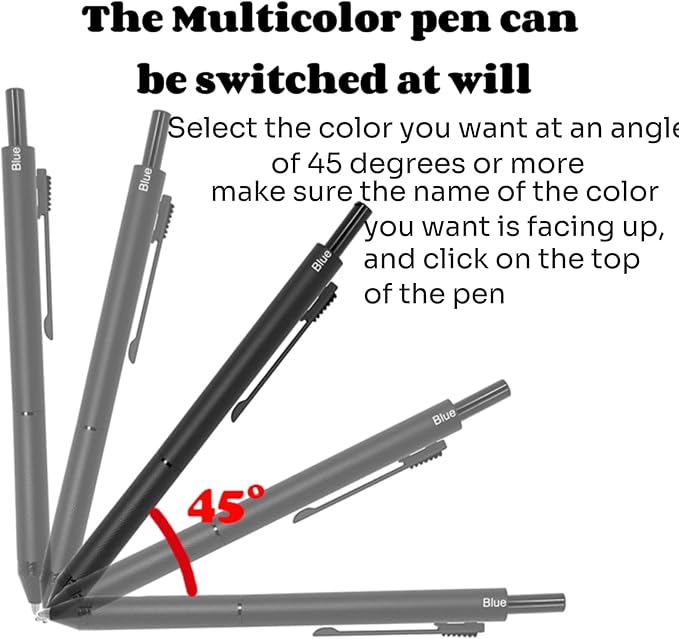 4 in 1 Multi Function Refillable and Retractable Multi Color Pen,Black Red Blue Ballpoint Pen and 0.7mm Multicolor Pencil, Multicolor Pen Gift for Journaling (Silver)
