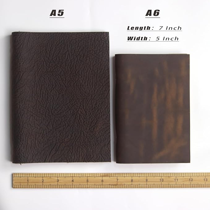 Leather Refillable Notebook,Vintage Leather Journal Diary Journal,7 x 5 IN A6 Binder Notebook (Dark Brown)