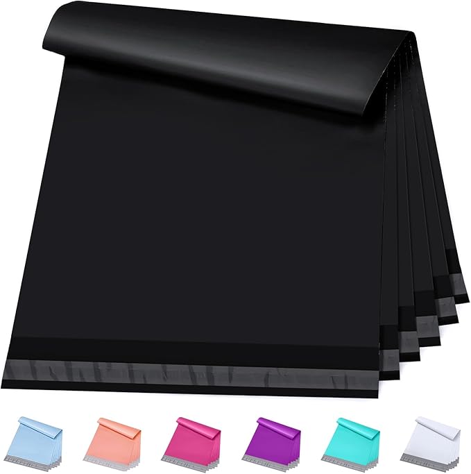 Metronic Large Poly Mailers 17.7x22” 50pcs,Bulk Large Shipping Bags for Clothes,Strong Self Adhesive Shipping Envelopes for Small Business,Waterproof Mailing Envelopes for Packaging Black
