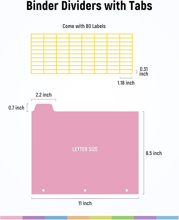 [32Pcs/4Set- 8 Tab] Binder Dividers with Tabs, Plastic Dividers for 3 Ring Binder, Letter Size Binder Tabs for Organizing School Office Home Files, Write&Erase Notebook/Page Dividers