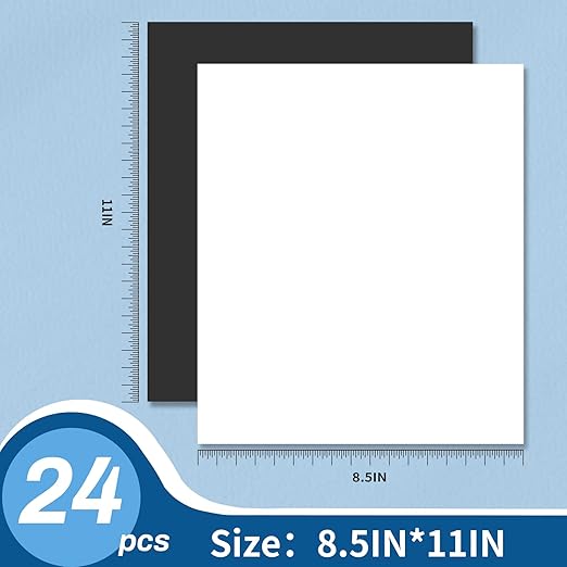Magnetic Sheets with Adhesive Backing,8.5" x 11"(Pack of 24),30 mil Thick Cuttable Flexible Magnet Sheets for DIY Crafts,Photos and Stickers,Magnetic Paper Sheets with Strong Self Adhesive