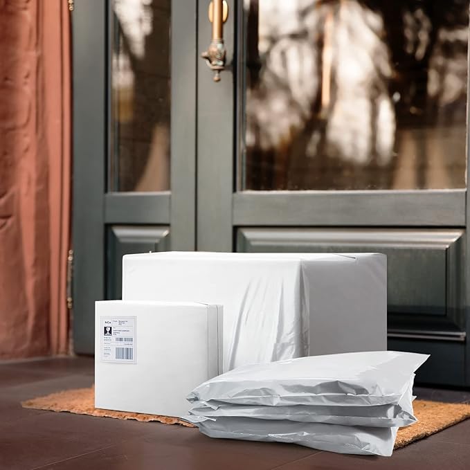 Metronic 300 Pcs Shipping Bags 14.5x19, Large Poly Mailers for Small Business Supplies, White Poly Bags for Clothing Packing Supplies, Strong Adhensive Self Seal Mailing Packing Bags Postal Bags