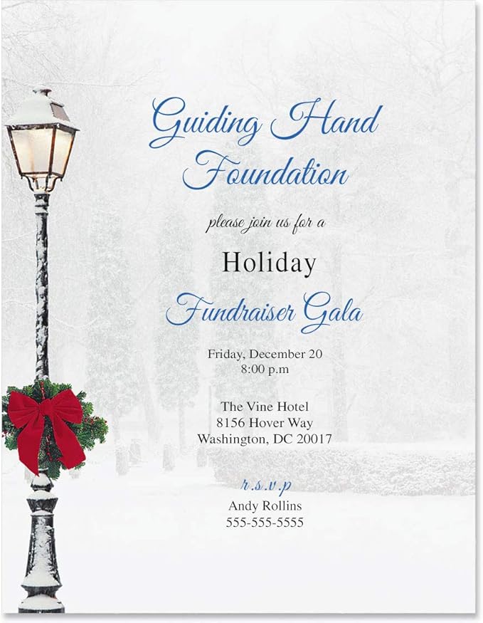 PaperDirect Winter City Elegance Border Paper, Snowy Street Scene with Lamp Post and Christmas Wreath, 8.5 x 11, Acid-Free, Ideal for Holiday Invitations, Flyers, Cards, 100 Sheets