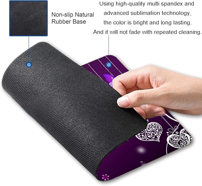 Mouse Pad, Premium-Textured Mouse Mat, Non-Slip Rubber Base Mousepad for Laptop, Computer & PC,9.5×7.9 in, Purple Heart Butterfly