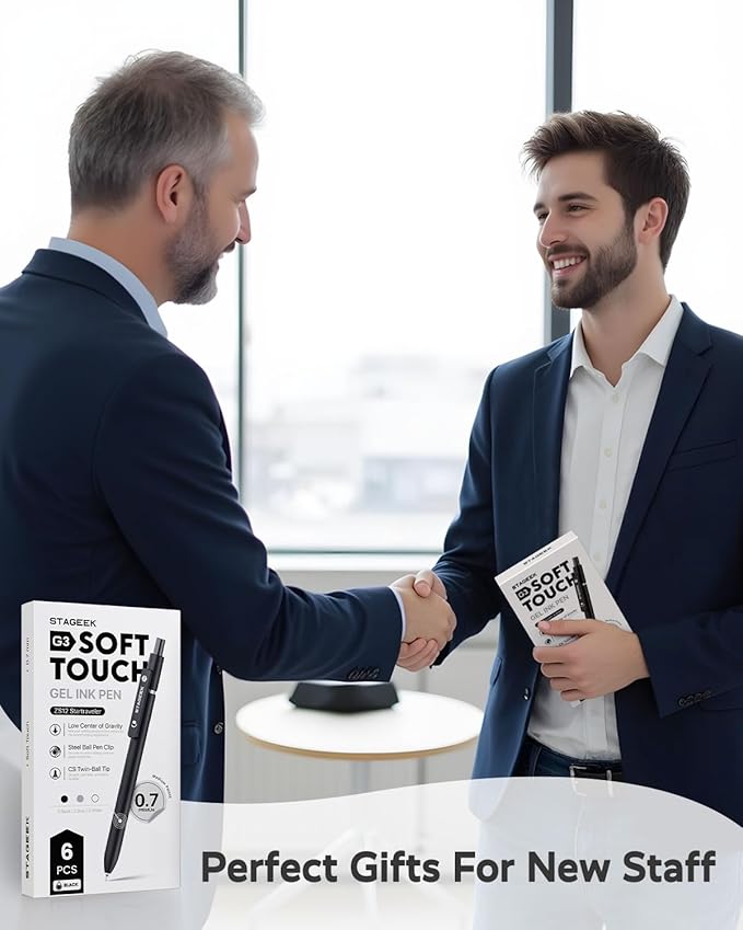 Black Gel Pens, 6Pcs Fine Point Smooth Writing Pens with 3 Extra Refills, Quick Dry Black Ink Pens for Journaling, Office, Note Taking, School Supplies, Nurse Aesthetic(Black Gray White)