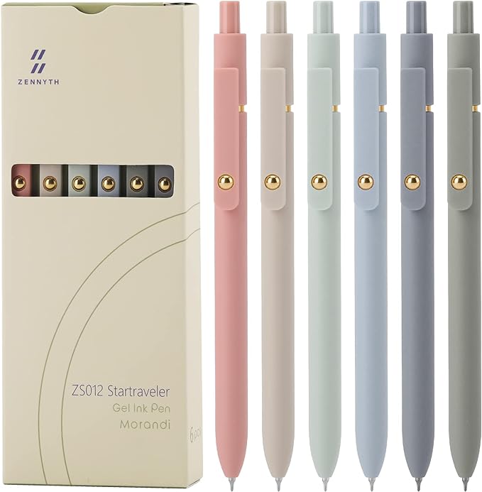 Ddaowanx Gel Pens, 6 Pcs 0.5mm Quick Dry Black Ink Pens Fine Point Smooth Writing Pens, Cute Office School Supplies Gifts for Women