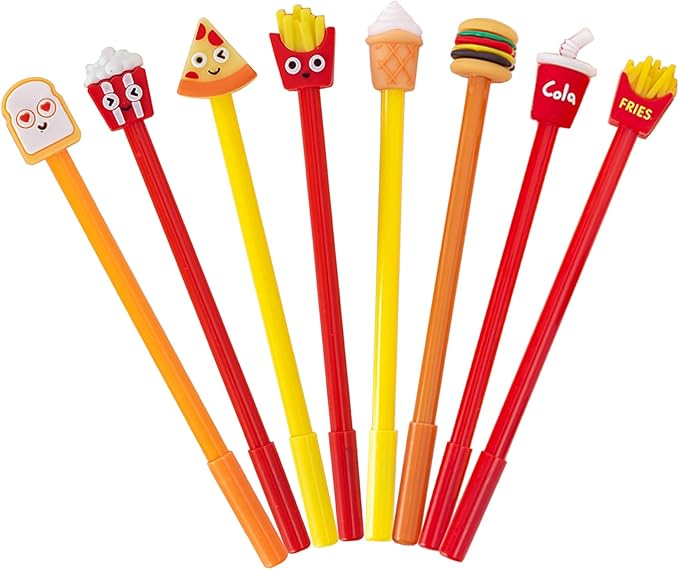 Cute Food Gel Ink Pens - 40 Pcs Fun, Kawaii Pens, 0.5 mm Black Ink, Ideal for Kids, School & Office Supplies (Food-01)