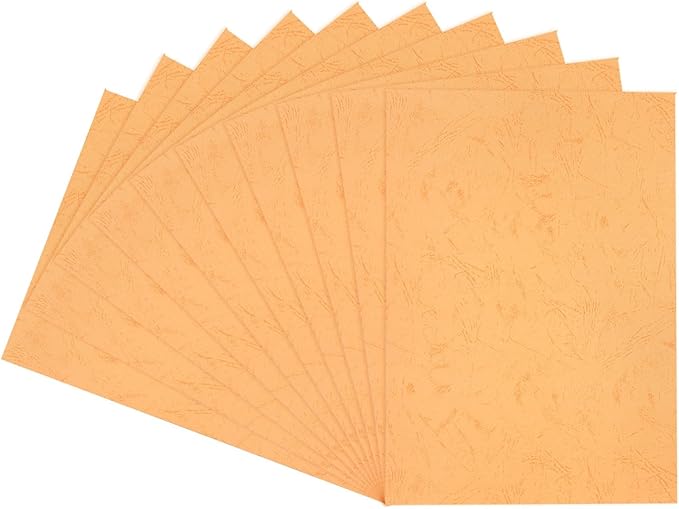 MECCANIXITY 100pcs A4 8-1/2 x 11.5 Inch Presentation Binding Covers Letter Size Leather Textured Grain Paper Un-Punched for Business Reports, Orange