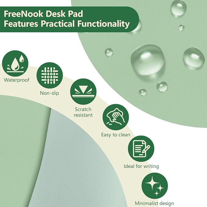 Leather Desk Mat, 31.5"×15.7" Desk Matt for Desktop, Waterproof Keyboard Pad, Computer Mats for Desktop, Large Mouse Pad, Non-Slip Computer Mat for Office Home - Lake Green