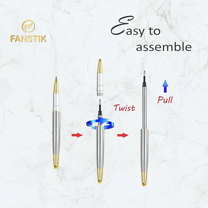 Customized RollerBall pen with name (MADE IN USA), stainless steel, Silver and gold, luxury engraved pen personalized for men and for women. (RollerBall Silver-Gold).