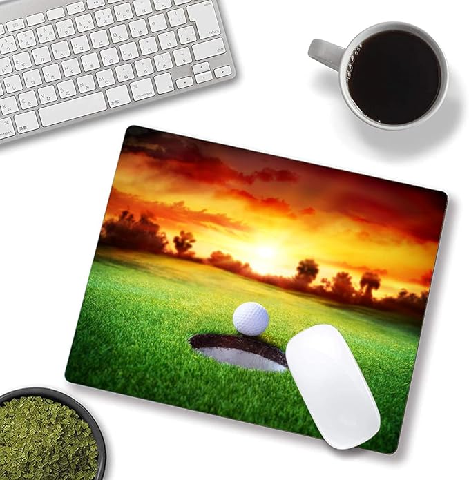 Mouse Pad, Ball in Hole Golf Mouse Pad Rectangle Custom Designs, Waterproof Anti-Slip Rubber Mousepad Office Accessories Desk Decor Wireless Mouse Pads for Computers Laptop