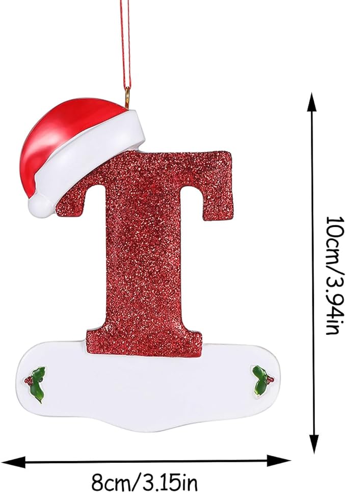 Personalized 26 Letters Ornaments for Christmas Tree 2025, Custom Christmas Ornament with Family Member's Names 3D Resin Xmas Hanging Pendant Original Gifts for Family Friends(T)