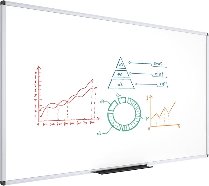 VIZ-PRO Dry Erase Board/Magnetic Whiteboard, 96 x 48 Inches, Large Wall Mounted Board for School Office and Home 8' x 4'