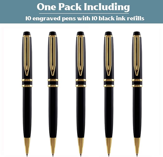 Ancolo Personalized Promotion Pens - Advertising Buesiness Gift Office Writing Set- Engraved with Your Message Name Company Team Name, Phone Number Perfect for Business Men 5 Pens/BOX