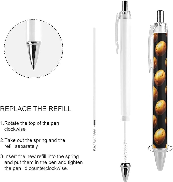 2 Pieces Writing Pens, Cute Retractable Ballpoint Pens, 0.5mm, Black Ink, Garden Potatoes Pen Home Office Stationery for Teacher Writer