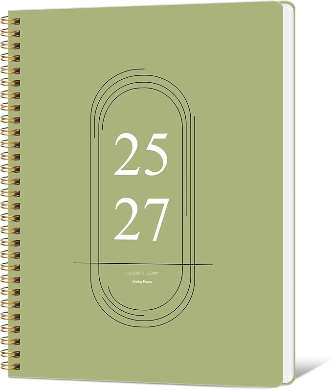 Monthly Planner 2025-2027 - 2 Year Monthly Planner Calendar 2025-2027, July 2025 - June 2027, 7.3" * 9.5", 24 Months Calendar Planner with Waterproof Cover＆Spiral Bound, for Office, School Home Planning - Green