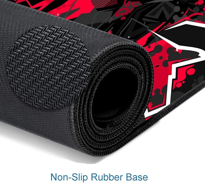 Mouse Pad Gaming, Large XXL Mouse Pads, Non-Slip Rubber Base Mousepad, Keyboard Mouse Mat Desk Pad with Stitched Edges, 31.5x11.8 inch Black Red
