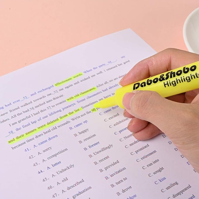 Dabo&Shobo Yellow highlighter, 24 Pack -bright color, chisel tip, for Adults Kids Highlighting in the Home School Office, Tank Style