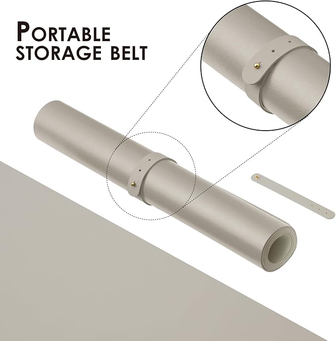 Leather Desk Mat - Small Non-Slip PU Desk Pad for Office and Home - Desk Organization and Accessories - Ideal for Large Mouse Pad and Small Desk Mats on Top of Desks (Light Gray,23.6"x 13.8")