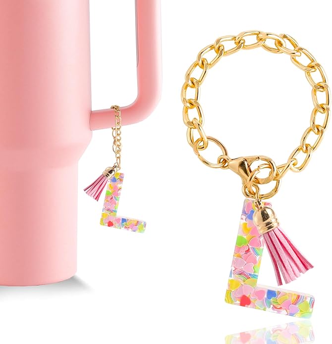 Letter Charm Accessories for Stanley Cup 1 PCS Cute Initial Keychain Handle Charm for Stanley Tumbler for Women