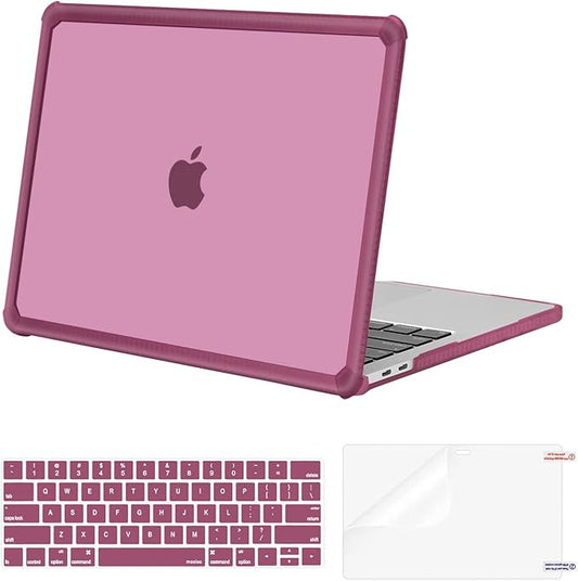 MOSISO Compatible with MacBook Pro 13 inch Case M2 2025-2016 A2338 M1 A2251 A2289 A2159 A1989 A1708 A1706, Anti-Cracking Heavy Duty Plastic TPU Bumper Hard Case&Keyboard Skin&Screen Film, Wine Red