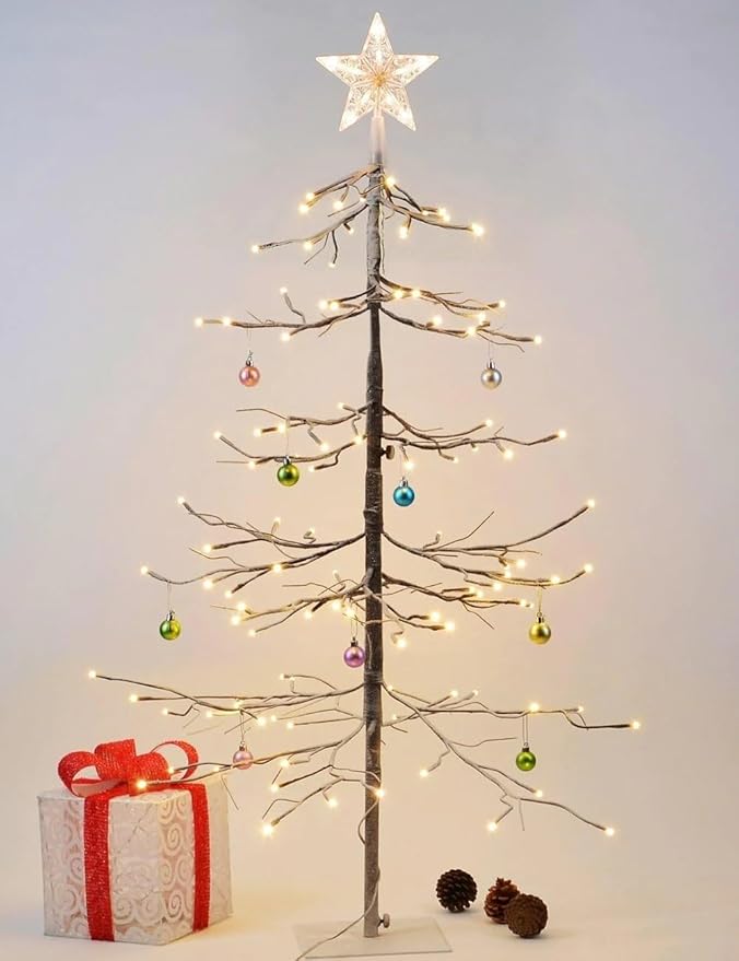 LIGHTSHARE 3 ft. Snowy Fir Tree, 72 LED Lights, for Indoor and Outdoor Use, Warm White, for Home Festival Party Christmas (3FT)