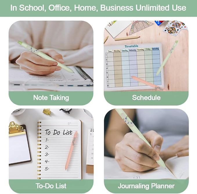 VICO Cat Gel Pens - 4 Pcs 0.5mm Quick Dry Black Ink Pen, Fine Point Smooth Writing Pens, Aesthetic Cute Kawaii Pen for School & Ofiice, Stationery for Cat Lovers