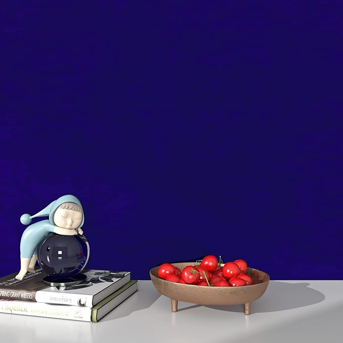 FunStick Sapphire Blue Fabric Wallpaper Peel and Stick Soft Velvet Fabrics Wallpaper Blue Felt Fabric Contact Paper for Cabinets Shelf Liner Self Adhesive Wall Paper for Bedroom Drawers 15.8"x78.8"