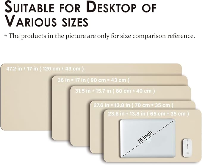 Leather Desk Mat - Non-Slip PU Desk Pad for Office and Home - Desk Organization and Accessories - Ideal for Large Mouse Pad and Desk Mats on Top of Desks (Beige,27.6"x 13.8")