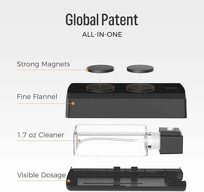 LOUKIN All-in-One Magnetic Dry Erase Eraser (2 Dry Erase Markers Included), Patent Whiteboard Eraser with Whiteboard Cleaner, Glass Board Eraser for Classroom, Home and Office