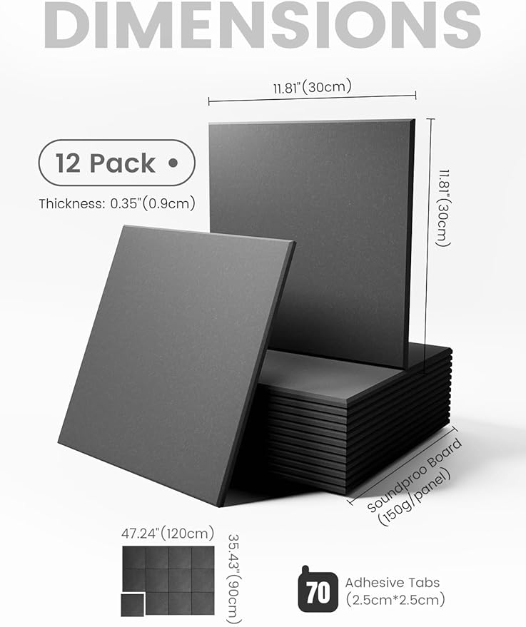 Large Felt Bulletin Board 48" x 36" Cork Board Alternative-12 Pack with 70 Safe Removable Adhesive Tabs, Cork Boards for Walls Cork Board for Home Office Classroom Pin Board - Charcoal Gray