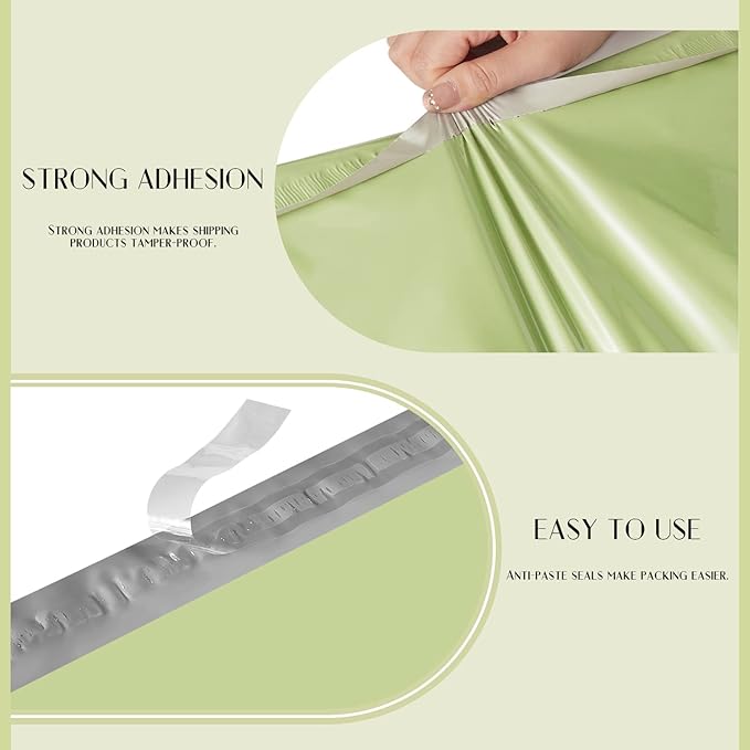 Metronic Poly Mailers 14.5X19 100PC, Strong Adhesive Shipping Bags for Clothing, Waterproof and Tear-Proof Shipping Envelopes, Packaging Bags Mailers Poly Bags, Avocado Green