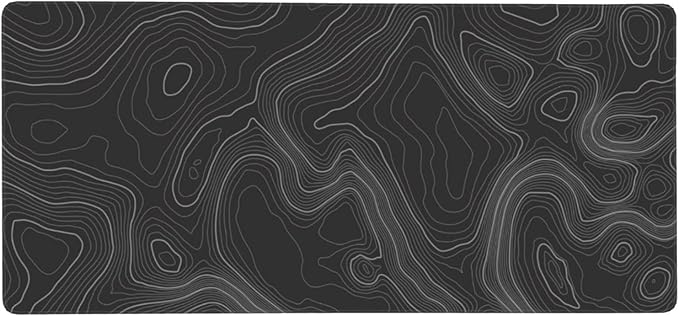 Large Gaming Mouse Pad Topographic Map Lines Contour Geographic PC Computer Keyboard XXL Mouse Mat Desk Pad Non-Slip Desk Mat for Home Office Gaming Work, 35.5 X 16 in