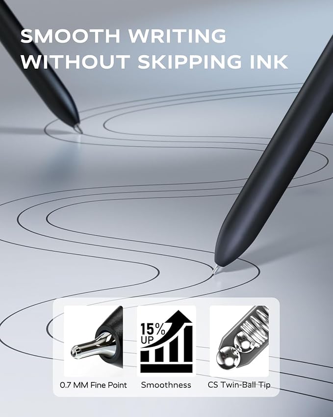 Black Gel Pens, 12Pcs Fine Point Smooth Writing Pens with 3 Extra Refills, Quick Dry Black Ink Pens for Journaling, Office, Note Taking, School Supplies, Nurse Aesthetic(Black)