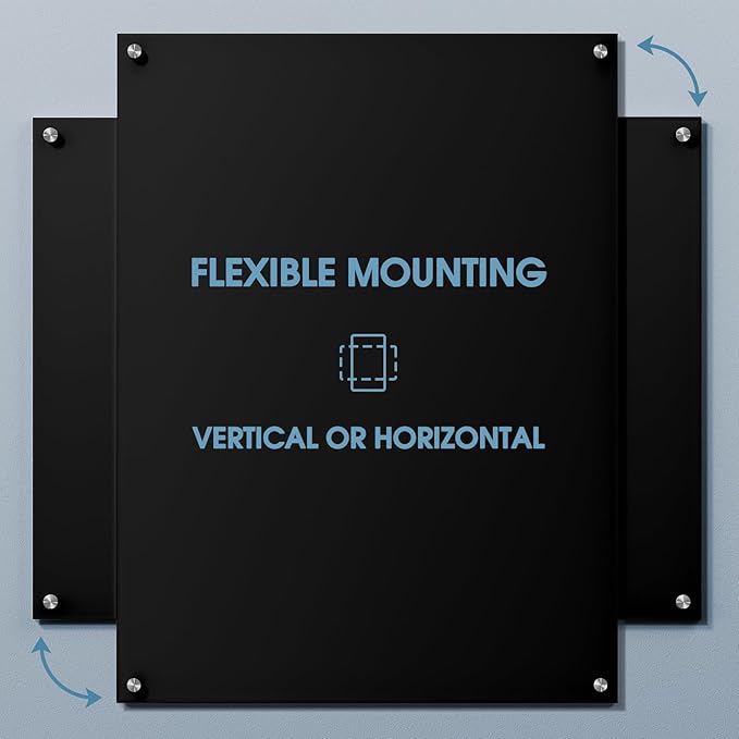 MaxGear Glass White Boards 72x48 Inches, Wall Mounted Magnetic Glass Dry Erase Board Black, Large Frameless Whiteboard with 1 Eraser,3 Markers and 6 Magnets for Office, School, Home