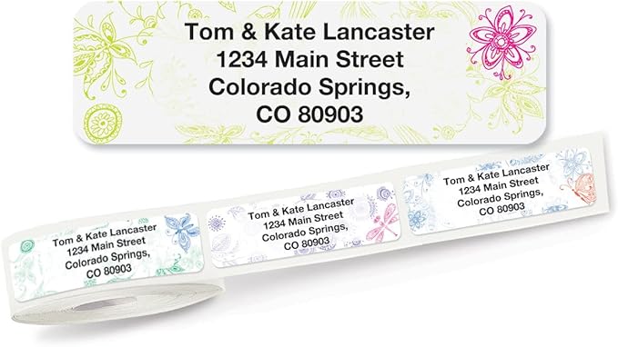 Colorful Images Flower Garden Rolled Personalized Return Address Mailing Labels with Dispenser, Customize with Name & Shipping Address, 500 ¾” x 2½” Self Adhesive, Easy Peel Label Roll