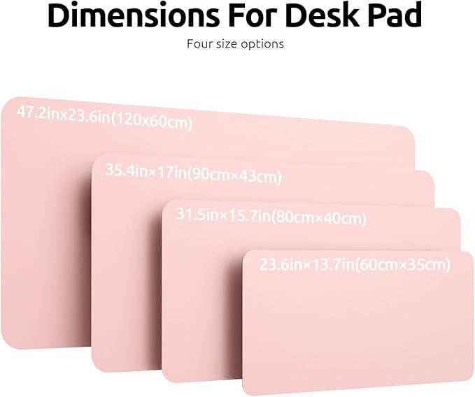 YSAGi Leather Desk Protector, Office Mat, Large Mouse Mat, Non-Slip PU Leather Blotter, Laptop Pad, Waterproof Writing Pad for Office and Home (Light Pink, 47.2" x 23.6")