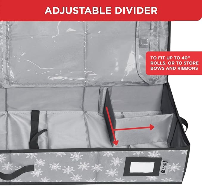 Wrapping Paper Storage Container – Fits up to 27 Rolls 1 3/8” Diam. - Underbed Gift Wrap Organizer Bags, Wrapping Paper Rolls, Ribbon, and Bows - Under Bed- Durable Material 600D - Up to 40" Rolls
