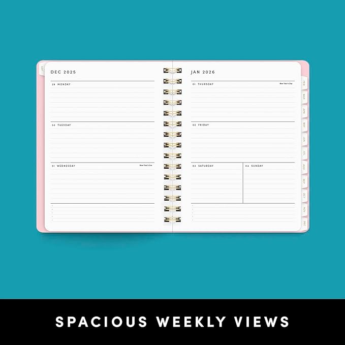 PAPERAGE 2026 Weekly & Monthly Planner, 12 Months (January 2026 - December 2026), 6.6 in x 8.1 in, Spiral Bound 2026 Planner with Weekly, Monthly & Yearly Views, Note Pages & Inner Pocket – Dark Green