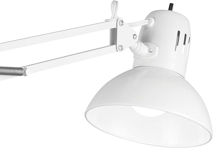 GLOBE Electric 52847 31.5 Inch Swing Arm Clamp-On White Desk Lamp with Nickel Accents, On/Off Rotary Switch, Book Reading Light, Home Essentials, Office Décor, LED Bulb Compatible (Pack of 6)